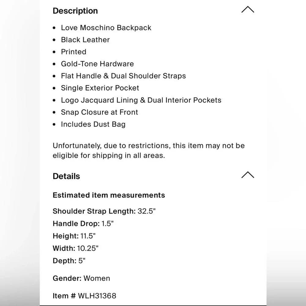 NWOT Love Moschino Black and Gold Leather Quilted Backpack - Picture 7 of 15